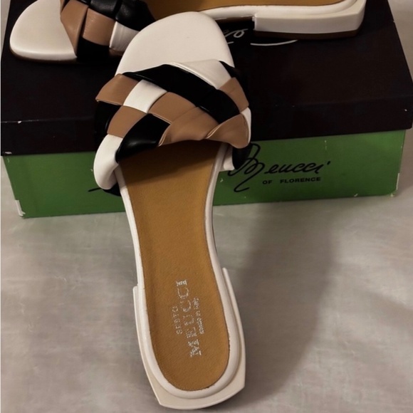 Sesto Meucci Merle of Florence Sandals Woven White Multi Sz 10